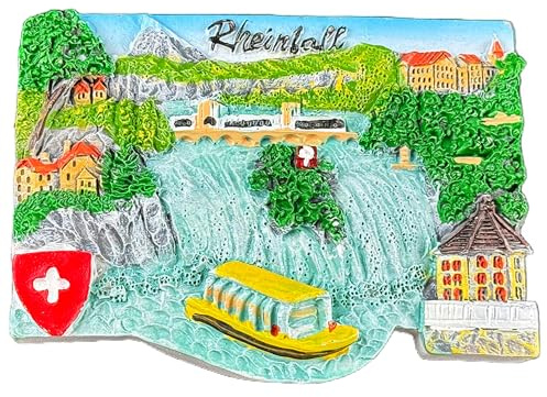 Rheinfall Kühlschrankmagnet Schweiz Reise-Souvenir Harz 3D Landschaft Relief Stil Heimdekoration Klassisches Wahrzeichen Handwerk