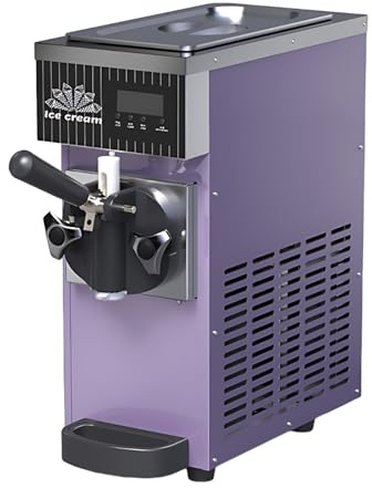 Macchina per Gelata Soft Professionale Da Banco, Produzione 4-5 L/H, Display Lcd, Pulizia Automatica E Pre Raffreddamento per Gelateria Bar E Attività Commerciali(Purple)