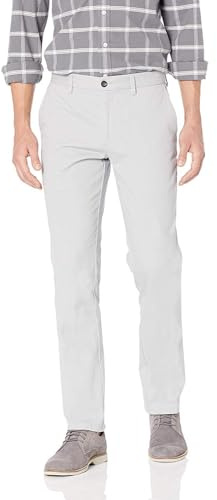 Amazon Essentials herr Slim-Fit rynkbeständig platt framsida chinos byxa