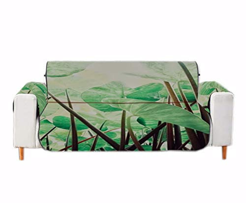 A.Monamour Sofabezug Sofaüberwurf Sesselschoner Tropische Grüne Blätter Botanische Garten Naturszene Samt Stuhl Abdeckung Sofa Abdeckung Sofaschoner Sofahusse Sofaschonbezug Sofaschutz