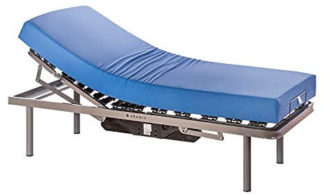 ekamia - ERIS Cama Articulada Eléctrica + Colchón Sanitario HR y Patas de 30cm - 90cm x 190cm, Mando con Cable