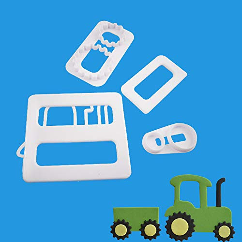 Lot de 4 moules à gaufrer en plastique en forme de tracteur pour décoration de gâteaux