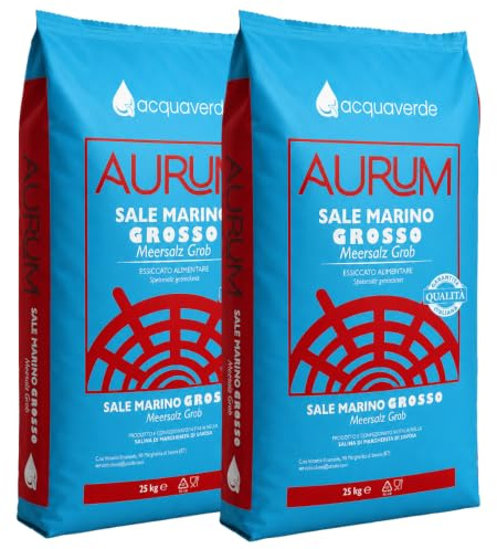 acquaverde AURUM | Sale Granulare Marino Puro al 99,9% per Piscina - 50 kg, Idoneo per Sistemi di Elettrolisi e per Purificare l'acqua delle Piscine - Qualità Premium MADE IN ITALY