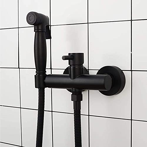 Bidet-Sprayer für Toilette, Messing-Warmwasser-Handbrause-Bidet, Wandmontage-Bidet-Wasserhahn, tragbares Bidet-WC-Set, Bidet-Dusche mit 1,5 m Schlauch,Schwarz