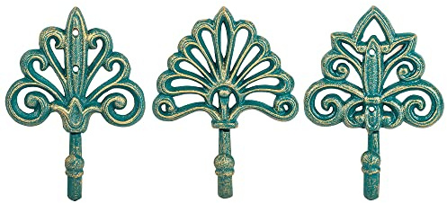 Sungmor Wandgarderobe aus Gusseisen, 3 Stück dekorativer Wandaufhänger, Handtuchhalter, Schlüsselhalter, rustikaler Stil, Wandmontage, Haken zum Aufhängen für Mantel, Hüte, Handtücher, Taschen