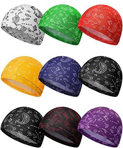 9 stycken kylande dödskalle-mössa, kamouflagefoder, svettavledande mössa, lätt, för cyklister, löpmössa för män och kvinnor, paisley mönster, one size