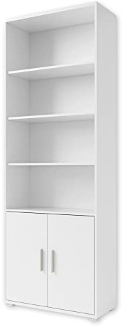 OFFICE LINE Aktenregal in Weiß - Breites Standregal mit 2 Türen und 4 offenen Fächern - Modernes Büromöbel Komplettset - 79 x 220 x 35 cm (B/H/T)