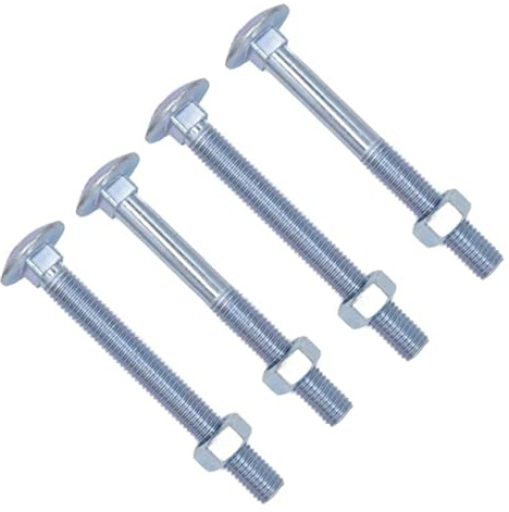 TERF® M10 X 65mm Cup Square Carriage Bolt and Nut M10 (10mm) X 65mm Coach Bolts with Hexagon Nuts - Pack of 4