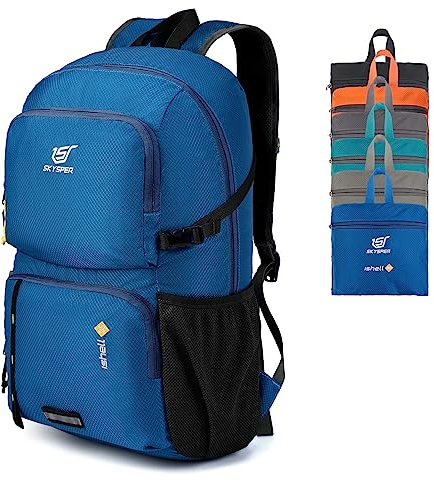 SKYSPER Ultraleichter Faltbarer Rucksack 30L mit Nassfach - Wasserfest und Verstaubarer Daypack für Wandern, Reisen, Radtouren und Städtetrips