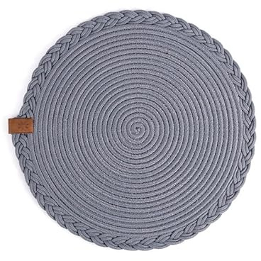 Darido Graues Platzset aus Gewebter Baumwolle, 32cm, Handgefertigte Tischdeko, Tischsets Abwaschbar, Hitzebeständiger Tischset Rund, Weihnachten und Wohnungseinrichtungen