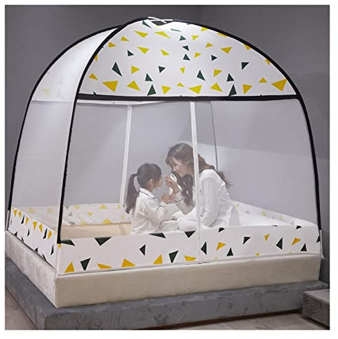OKUOKA Betthimmel, vollständig geschlossen, verschlüsselt, Jurte, Moskitonetz, Reißverschluss, Moskitonetz, Kinderbett, Anti-Mücken (Farbe: B, Größe: 1,5 m)