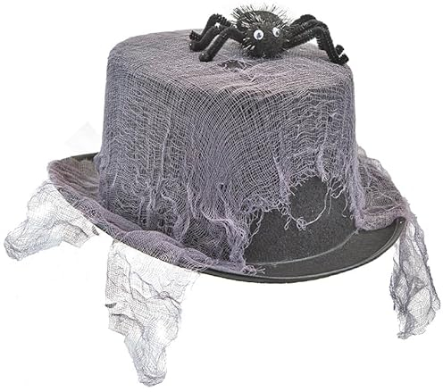 Quickdraw Erwachsene Halloween Kostüm Hut Schwarzer Hut Mit Spinnennetz & Spinne Gruselig Spinnennetz Design Kopfbedeckung Verkleidung