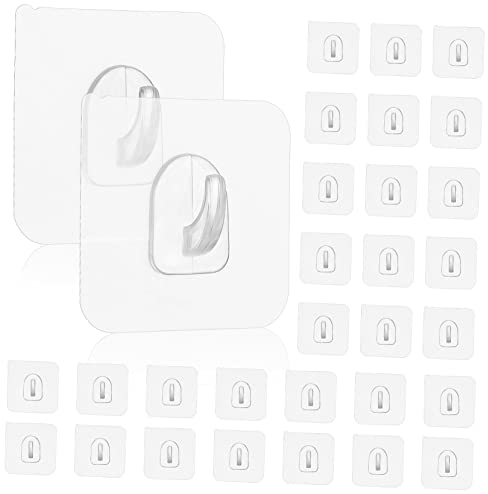 SOYDAN 30 Stück transparente Haken, Kinderzimmer-Dekor, Wandhaken, Wandmontage, Handtuchhalter, frei von Puh-Haken, klebrige Wandhaken, Bilderaufhänger ohne Nägel, nahtlose Haken, Türhake