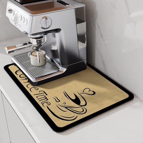 LIMNUO Coffee Mat Super Absorbent Dish Drying Mat Coffee Bar Accessories Match with Coffee Maker Coffee Machine Coffee Pot Large Drying Mats for Kitchen Counter (60×40cm)