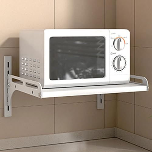 Dxcaicc Wall-Mounted Microwave Oven Rack,Commercial or Household Microwave Oven Shelf,Kitchen Storage Organizer for Electrical Appliances, Condiments,White,39cm/15.3in