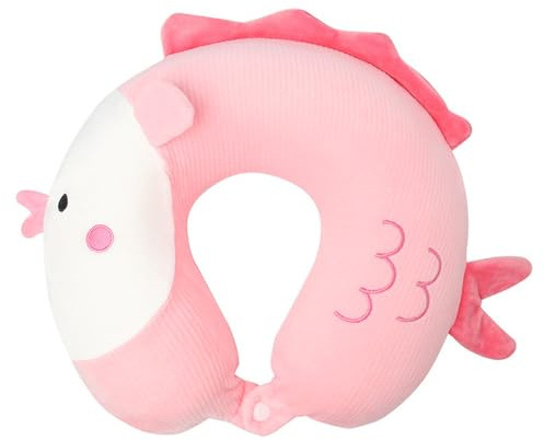TROYSINC Coussin de voyage en forme de poisson mignon - Coussin de voyage pour enfants et adultes - Coussin de nuque de voyage pour chaise d'avion, maison et bureau - Rose
