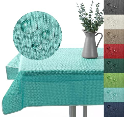 Outdoor Tischdecke Gartentischdecke wasserfest wetterbeständig rutschfest waschbar Outdoortischdecke Weichschaum Garten Balkon Camping Party Tischdeko Typ883 Mint 110x140 cm eckig