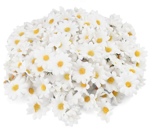HERKINDNESS 200 Stück Gänseblümchen Deko, Mini Bunt Margeriten Künstlich, Deko Blumen Künstlich, für Hochzeit, Party, Heimwerken, Blumenarrangement, Kranz