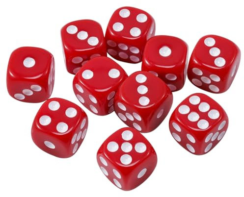 Yourandoll 10 STÜCKE Polyedrische Würfel D6 Würfel 16mm Acryl Dice Spielwürfel for DND RPG Dungeons & Dragons Brettspiel Kartenspiel (Rot 1)