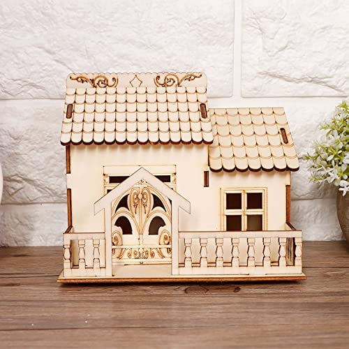 Headerbs Miniatur-Villa-Geldmünzen-Aufbewahrungsbox mit Nachtlicht, Holzhaus-Modell, Heimdekoration für und Freunde (2)