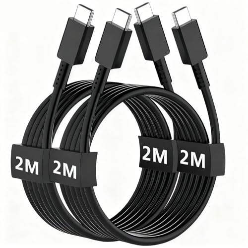 2m USB C to USB C Cable for Samsung - 60w Android Phone Long Super Fast Charger Cable, Charging Leads for Samsung Galaxy S25 Ultra/S25 Plus/S24+/S23/S22/S21/Note 20/S10/A12/A13/A14/A17/A54/Tablet Tab