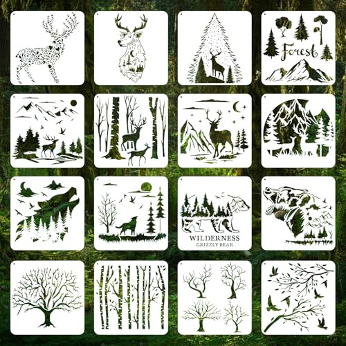 SHUOHONG 24 Stück Schablonen Malen, Kleine Schablonen zum Basteln, Malschablonenset, Wandschablone, Wiederverwendbare Kunststoff Zeichenschablonen für DIY Scrapbooking Deko