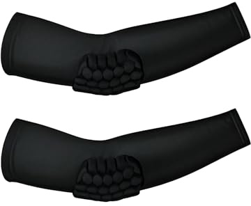 Vadderat armskydd, förtjockad och vadderad armbåge och underarmsskydd, sommar manschett unisex med halkfri för sommar basket volleyboll, fotboll (1 par) (svamp-S)