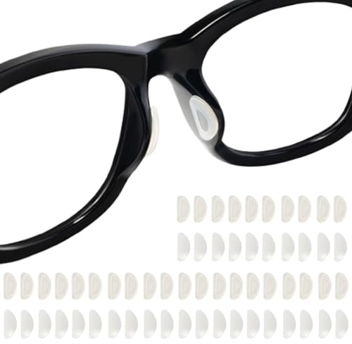 JchEnye 30 paires de supports nasaux en silicone, 1,0 mm d'épaisseur. Adaptés à toutes les lunettes, auto - collants et anti - glissement. Version transparente.