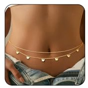 Yeomju Collana da Pancia Oro per Donne, Collana Corpo a 2 Strati con Catenina in Oro, Regolabile, Resistente all'Acqua, Non Scolorisce, Accessori per Vita, Gioielli per Il Corpo(Stile 4)
