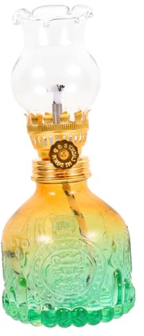 TOYANDONA Vintage Öl Lampe aus Glas mit Winddichtem Schirm Dekorative Kerosinlampe für Innenbereich Antike Petroleumlampe für Wohnzimmer Balkon Buddhahalle Handgefertigte Hitzebeständige