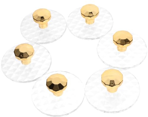 NUOBESTY Crochets Adhésifs pour Bijoux 6 Pièces en Abs, sans Clou | Adhésif Double Face Inclus, pour Vêtements et Paquet, Or Transparent, Décoratif et Facile à Installer