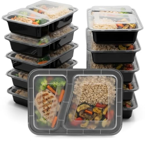 BigDean 10 Meal Prep Boxen 850ml mikrowellengeeignet wiederverwendbar | Eckige Boxen lebensmittelecht Mealprepboxen stapelbar Mealprep Box Essensbox Lunchbox Mikrowellen, Spülmaschinen geeignet