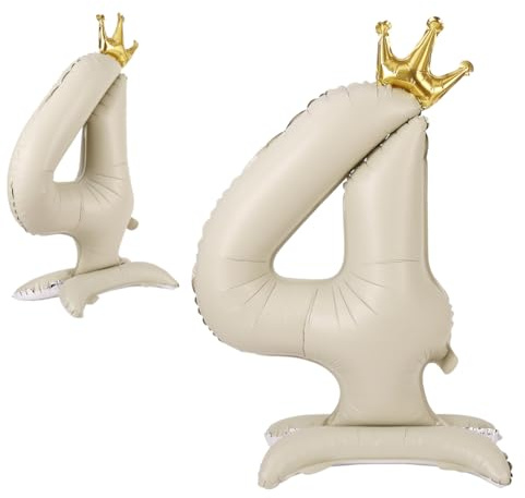 APXEL Bianco Sporco Corona in Piedi Foil Palloncini, Numeri 4 40 (101cm), Gonfiabili Elio O Aria, Gigant Numero, Granda Palloncino per Anniversario, Decorazione Feste Di Compleanno