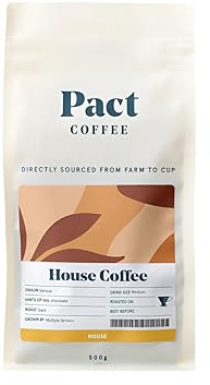 Pact House Coffee, 500g, Medium Grind, Ground Coffee | Dark & Rich Roast, Ethically Sourced, Freshly Roasted