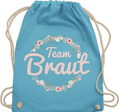 Turnbeutel Rucksack - JGA Junggesellenabschied Frauen - Team Braut Blumenkranz - Crew - Unisize - Hellblau - utensilien junggesellinnenabschied brauttaschen bachelorette party bridemaid