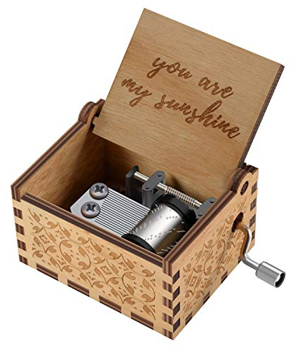 You are My Sunshine Wood Music Boxes,Laser Engraved Vintage Wooden Sunshine Musical Box Gifts for Birthday/Christmas/Valentine's Day (You are My Sunshine)