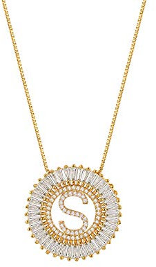 JewelryWe Damkedja med bokstäver AZ hänge, rostfritt stål, zirkon, alfabet, halsband, bokstavskedja med berlocker, rund cirkel, bokstavsberlock för kvinnor, flicka, guld, rostfritt stål
