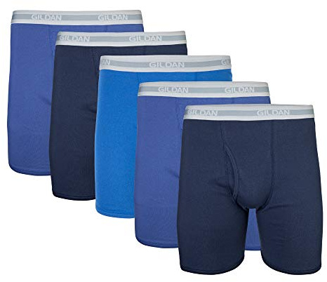 Gildan herr boxershorts med normal ben, multipack (förpackning med 5), Marinblå/metro blå/antik kunglig (5-pack, klassisk längd), XXL