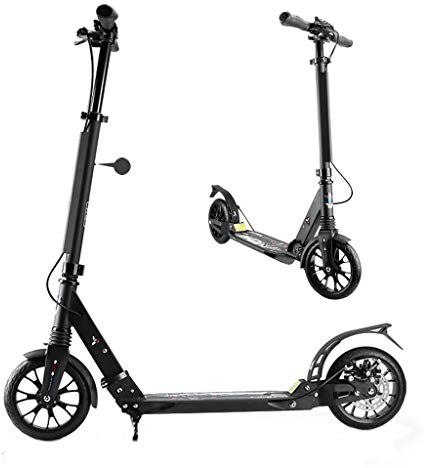 WRRAC-Trampolin Faltbare Kick-Scooter-Scooter mit höhenverstellbarer Scheibenbremse Doppelaufhängungssystem Hochschlagfeste 200-mm-Räder Leichtmetalldeck für ältere Kinder Teenager Kleine Erwachsene