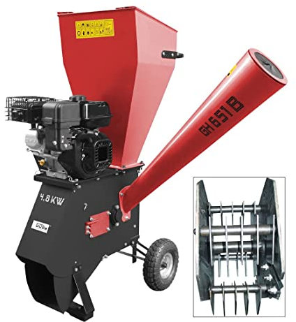 GÜDE GH 651 B Gartenhäcksler | Benzinmotor | 4800 Watt Leistung | Für Äste mit bis zu 76 mm Durchmesser | Fahrwerk