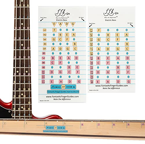 Fantastische Fingerführung für E-Bass Gitarre - Musikzubehör, Griffbrett und Griffbrett Aufkleber zum Lernen von Noten, Lernen von Gitarre, Bünde 1-24