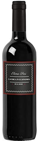 Bottiglia con etichetta personalizzata di vino IGT Toscana Rosso - Idea Regalo per laureato o bottiglia personalizzata la festa di laurea (0,75L, cornice elegante)