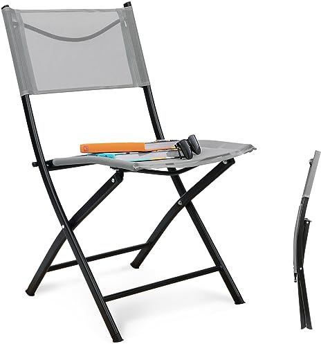 HOMECALL Klappbarer Garten- und Campingstuhl, Textilene-Gewebe - Hellgrau