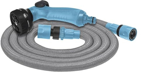Cellfast BASIC Gartenschlauch Set Flexibler Wasserschlauch 8-Funktions-Pistolenbrause 2x Schnellkupplung Universalanschluss Gartenbewässerung (7,5m)