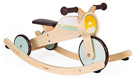 Janod - 2-in-1 Schaukel Dreirad aus Holz - Anpassbare Baby Wippe - Motorik und Gleichgewichtssinn Entwickeln - Baby Holzspielzeug - FSC-Zertifiziert - Ab 12 Monaten, J03284, Klein