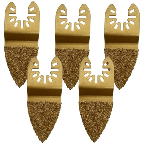 Rennie Tool 5pc Carbide Finger Rasp Multi Tool Blade Cutter Saw Set | Compatible With Fein Makita DeWalt Milwaukee Bosch Etc. Oscillating Multitool For Grout Removal, Tile Adhesive, Mortar Etc