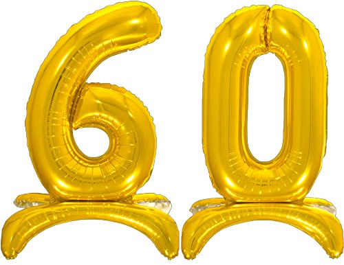 DIWULI Globos de Cumpleaños 60 Años Pie XL Dorado - Número