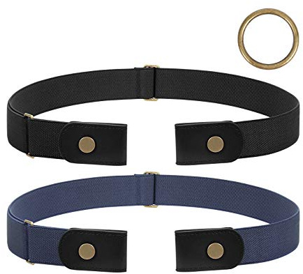JasGood 2 Stück Herren Schnallenfreier Elastischer Gürtel Ohne Schnalle, Schnallenloser Unsichtbarer Gürtel für Herren 3,5cm Breite