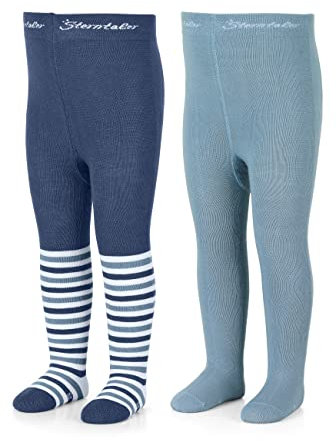 Sterntaler Baby Jungen Strumpfhose Baby Kleinkind Strumpfhose Doppelpack Bambus - Babystrumpfhose - aus Bambuszellstoff - blau, 80