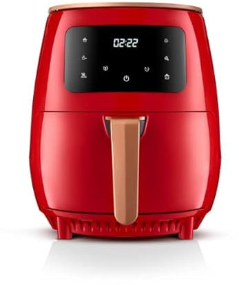 Friggitrice Aria Feel Lagom, Air Fryer Crunch, Friggitrice senza olio, Capacità 4,5 l, 1400 W, Timer programmabile fino a 6 ore, Fino a 4 modalità, Touch Screen e Digitale, Colore Rosso, Dual Chef